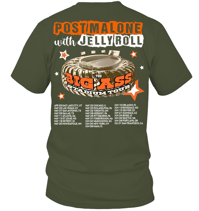 Post Malone Jelly Roll Concert Tour Shirt - ECOLD196 (Black Shirt)