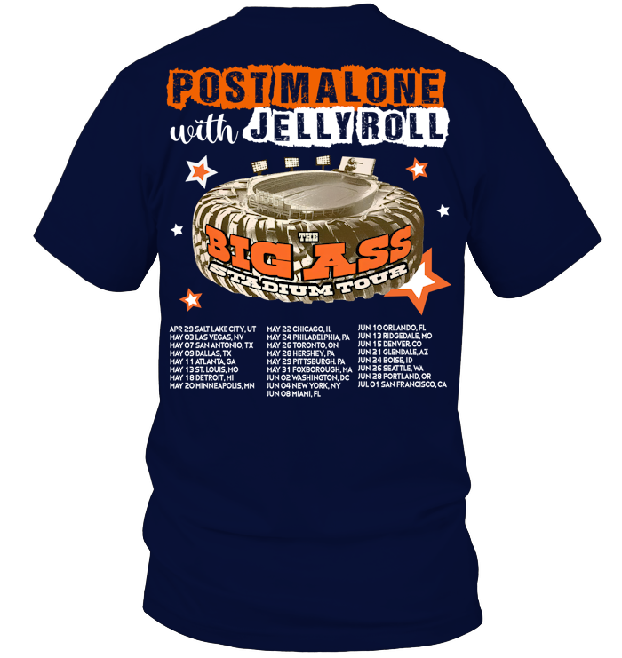 Post Malone Jelly Roll 2025 Tour Shirt, Big Ass Stadium Tour - ECOTR4193 (Black Shirt)