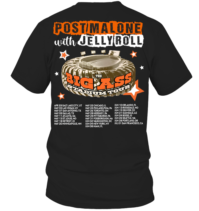 Post Malone Jelly Roll Concert Tour Shirt - ECOLD196 (Black Shirt)
