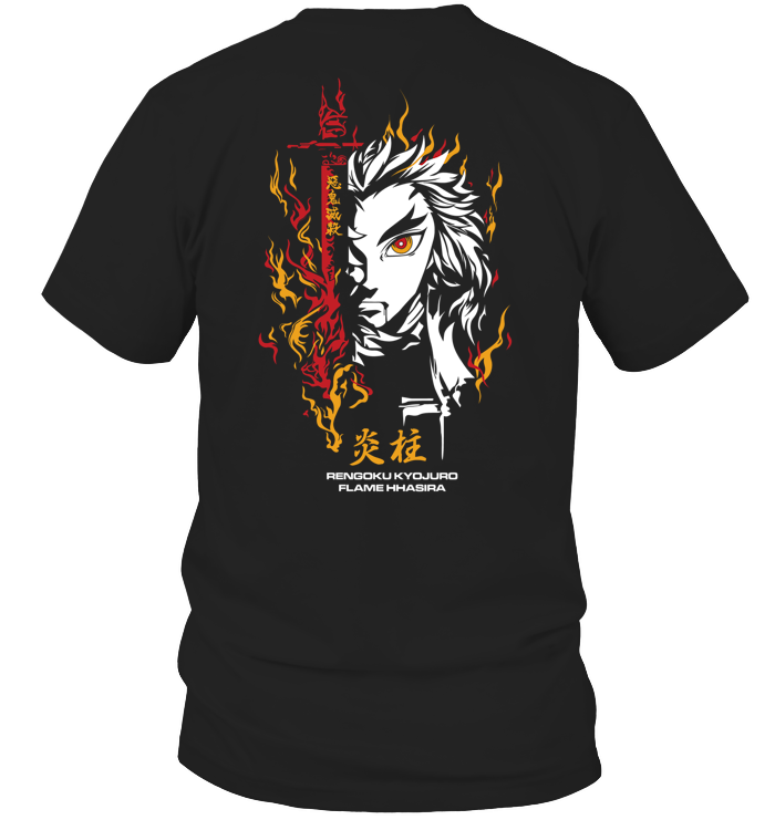 Demon Slayer Kyojuro Rengoku Unisex Tee - ECOBT1369 (Black Shirt)