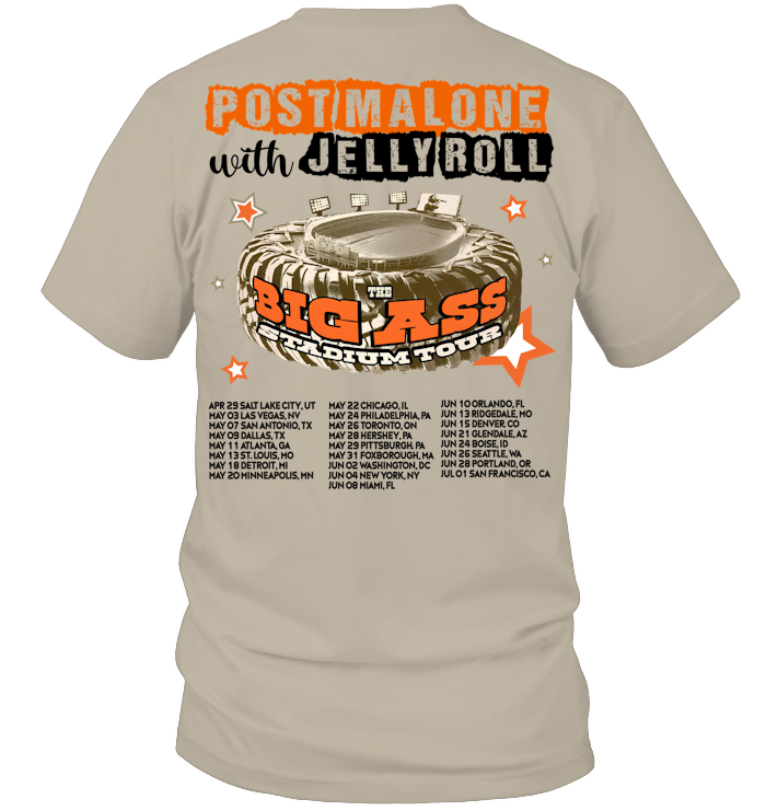 Post Malone Jelly Roll Concert Tour Shirt - ECOLD196 (White Shirt) copy