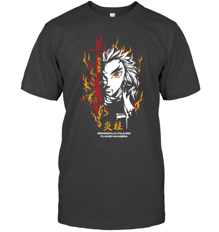 Demon Slayer Kyojuro Rengoku Unisex Tee - ECOBT1368 (Black Shirt)