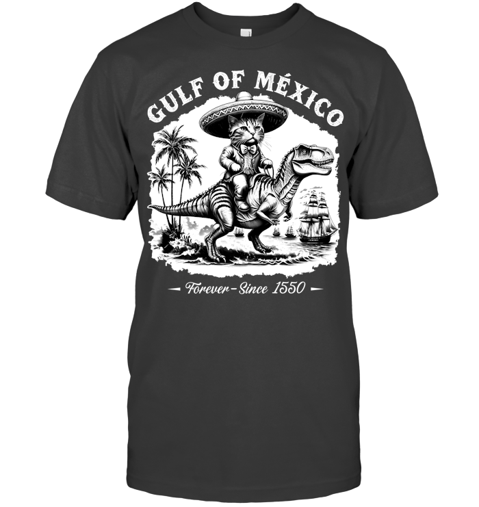 Gulf of Mexico Funny Pirate Cat Shirt - EVYBT1231 (Black Shirt)