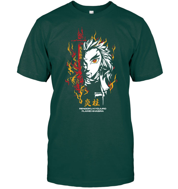Demon Slayer Kyojuro Rengoku Unisex Tee - ECOBT1368 (Black Shirt)