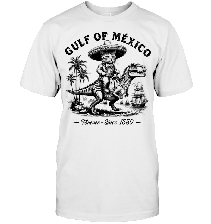 Gulf of Mexico Funny Pirate Cat Shirt - EVYBT1231 (White Shirt)