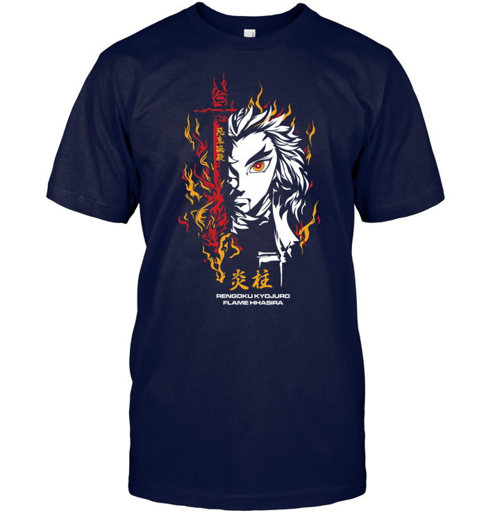 Demon Slayer Kyojuro Rengoku Unisex Tee - ECOBT1368 (Black Shirt)