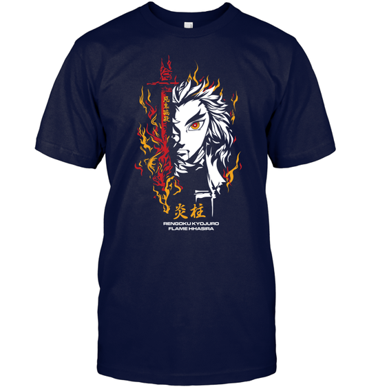Demon Slayer Kyojuro Rengoku Unisex Tee - ECOBT1368 (Black Shirt)