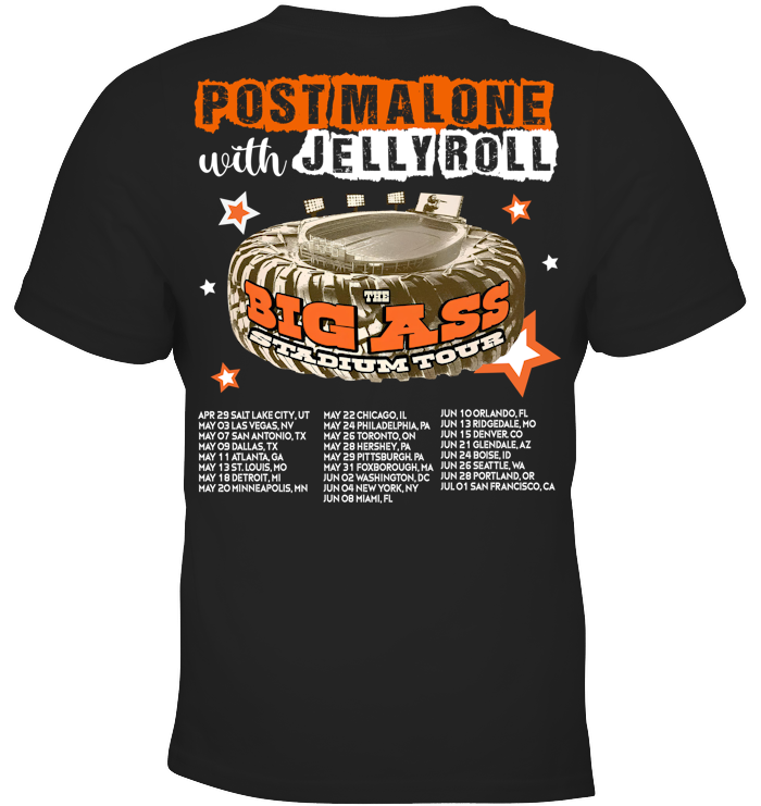 Post Malone Jelly Roll Concert Tour Shirt - ECOLD196 (Black Shirt)