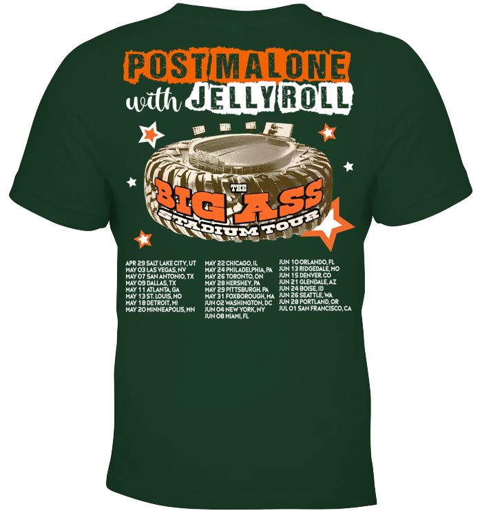 Post Malone Jelly Roll Concert Tour Shirt - ECOLD196 (Black Shirt)