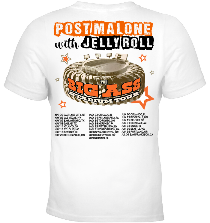 Post Malone Jelly Roll Concert Tour Shirt - ECOLD196 (White Shirt) copy