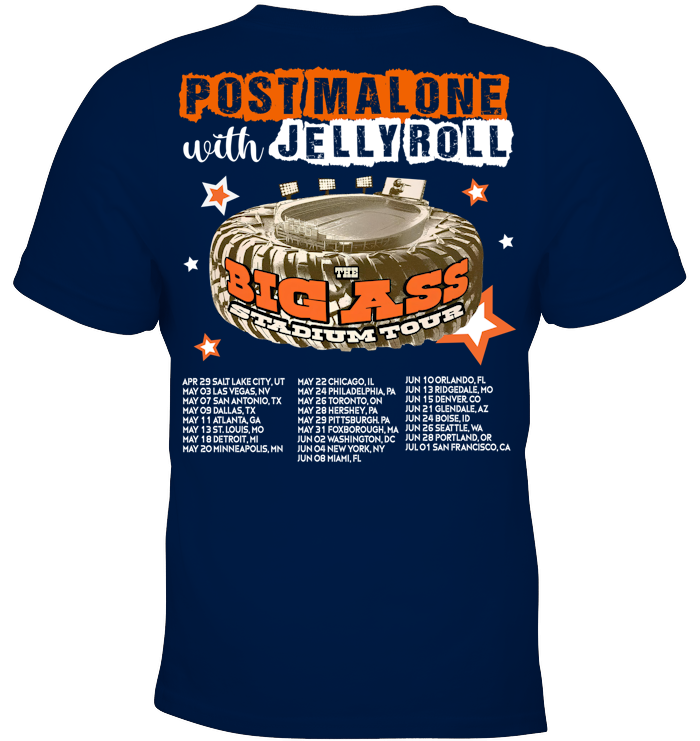 Post Malone Jelly Roll Concert Tour Shirt - ECOLD196 (Black Shirt)