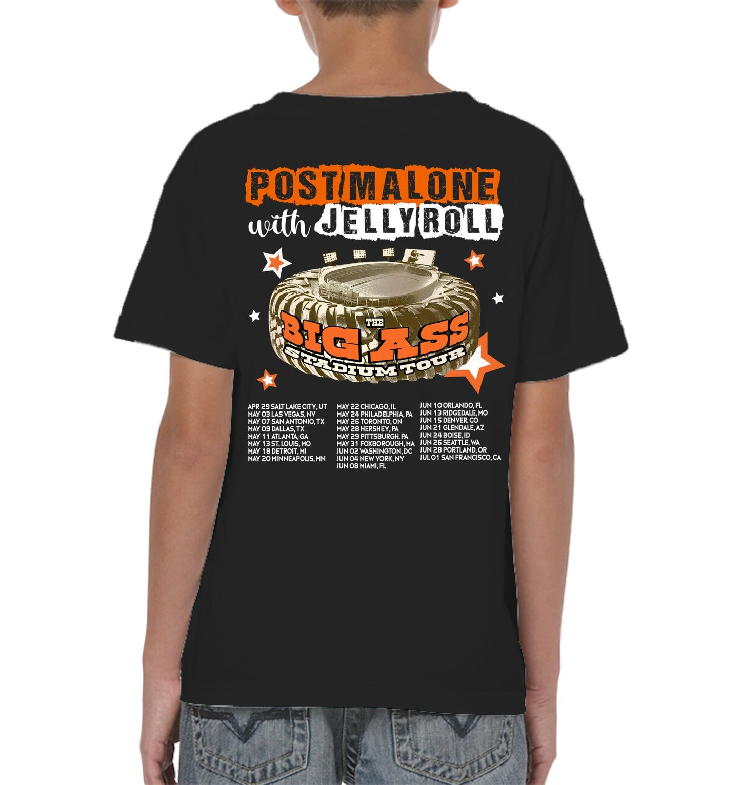 Post Malone Jelly Roll Concert Tour Shirt - ECOLD196 (Black Shirt)