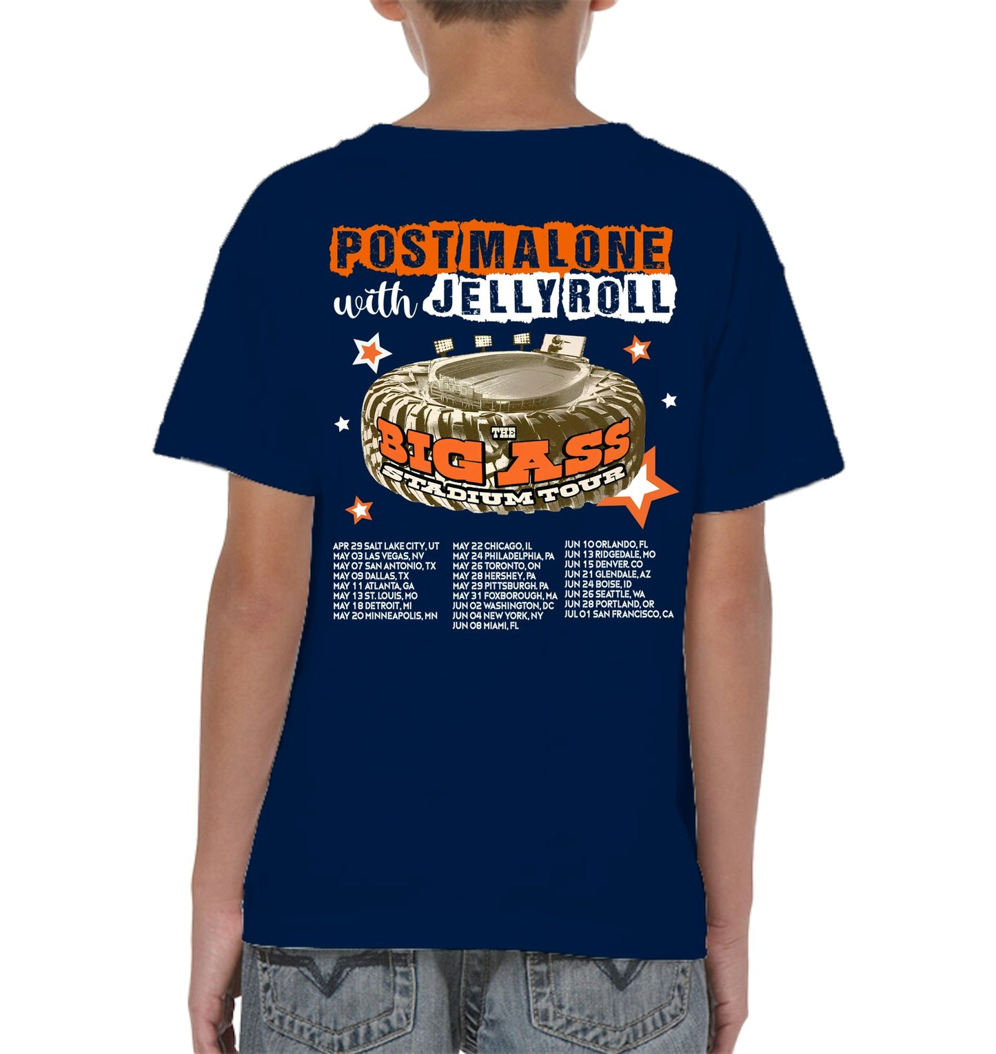 Post Malone Jelly Roll Concert Tour Shirt - ECOLD196 (Black Shirt)